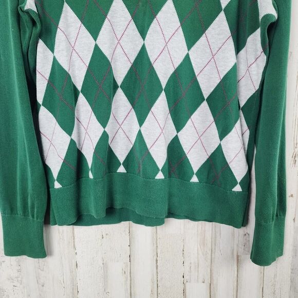 Tommy Hilfiger Argyle V-neck Sweater Green Size XL - Picture 8 of 9
